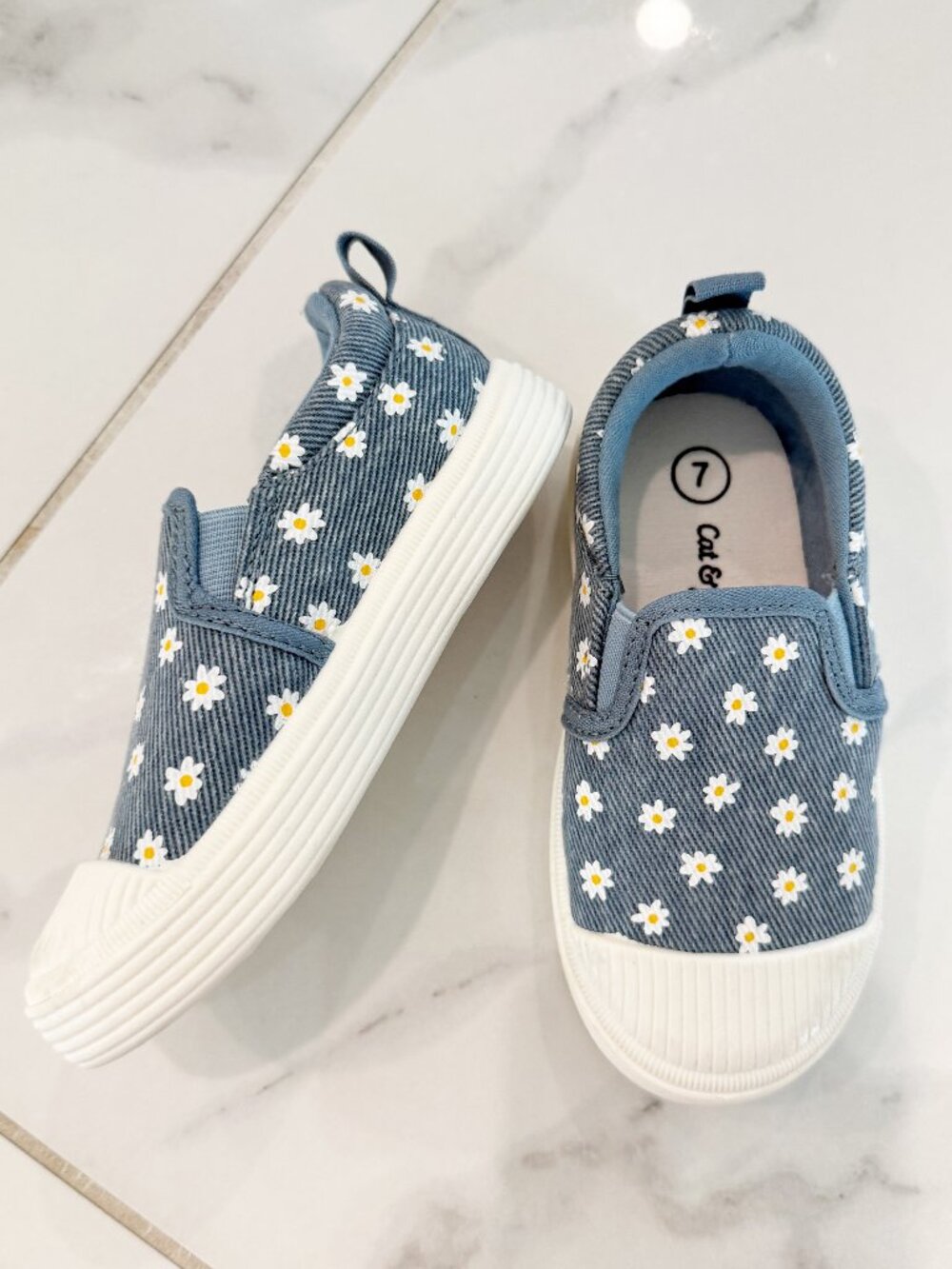 Cat & Jack Blue Baby Morgan Slip-On Floral Print Sneakers 7 - Picture 2 of 11